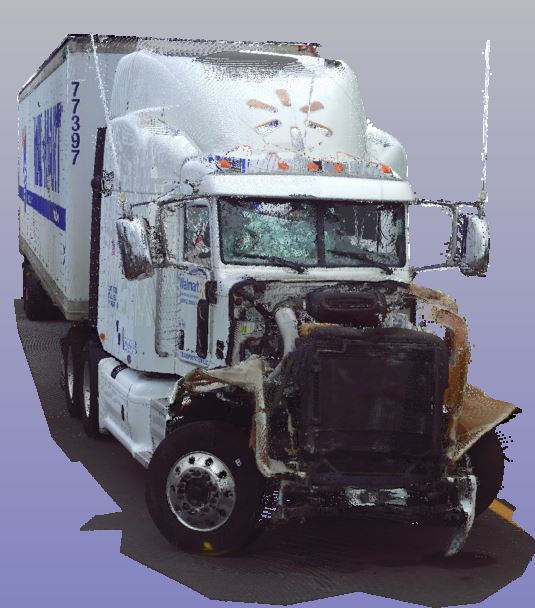 Three-dimensional scan of the Peterbilt combination vehicle involved in the June 7, 2014, crash in Cranbury, New Jersey.