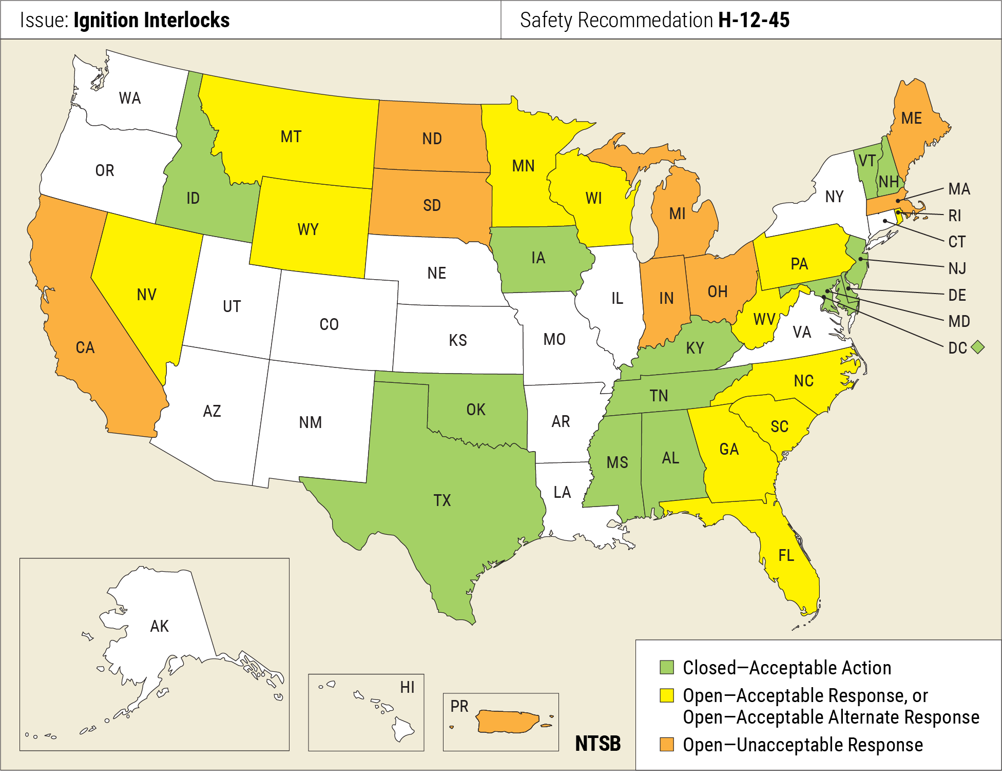 Map showing June 22 status of recommendation H-12-45