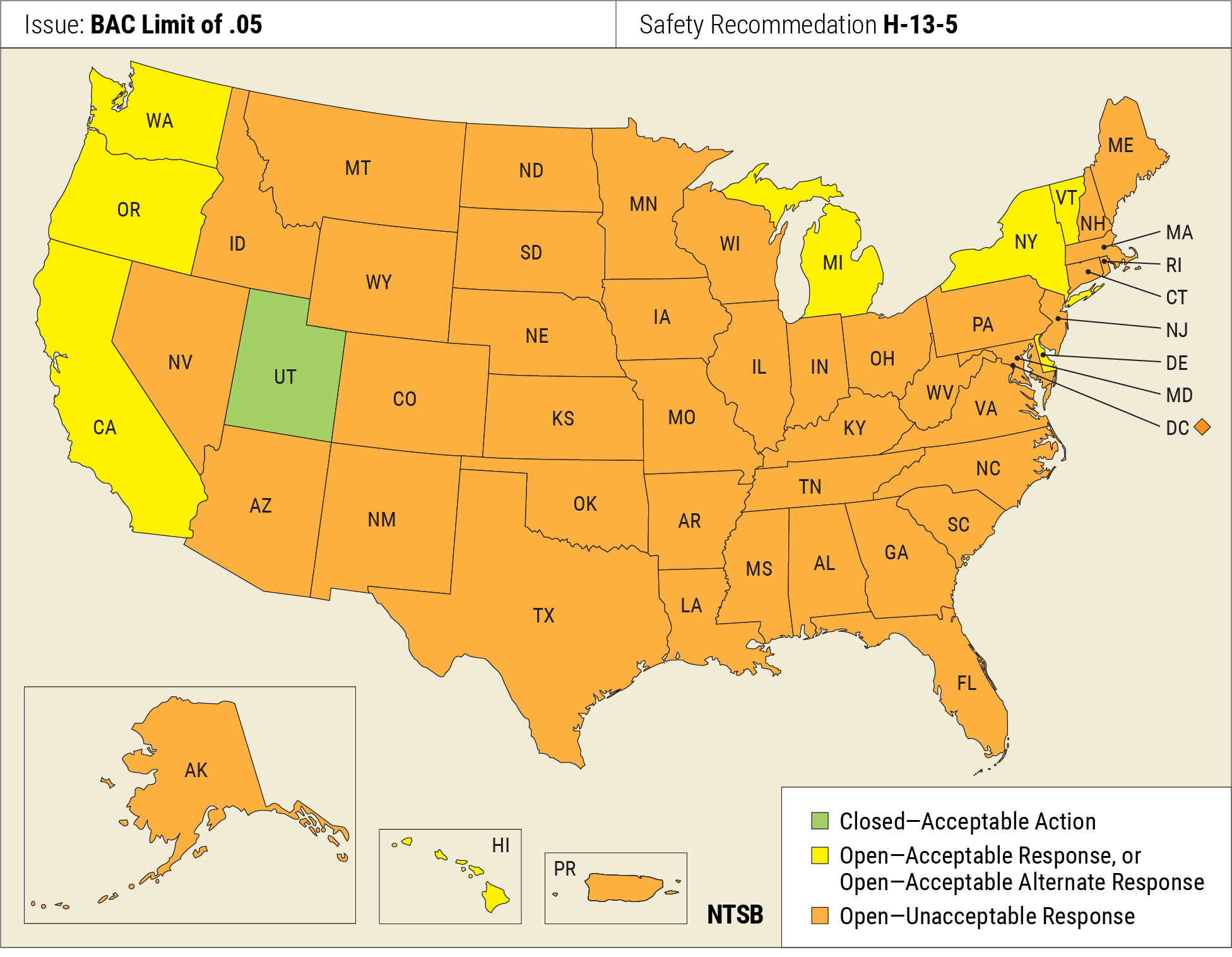 Map showing June 22 status of recommendation H-13-15