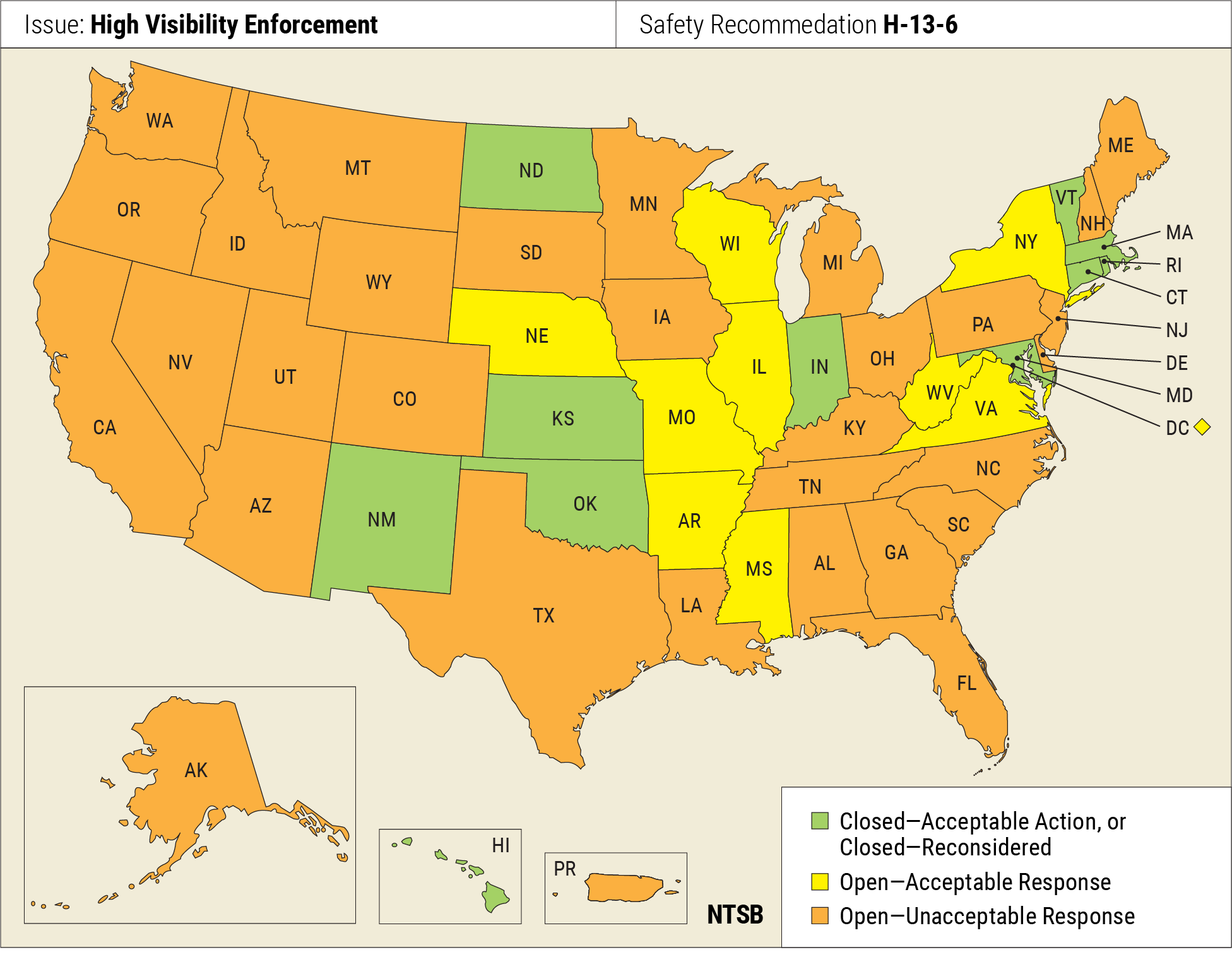 Map showing June 22 status of recommendation H-13-6