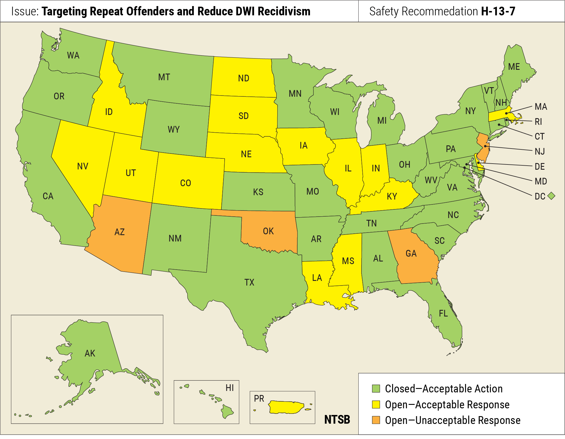 Map showing June 22 status of recommendation H-13-7