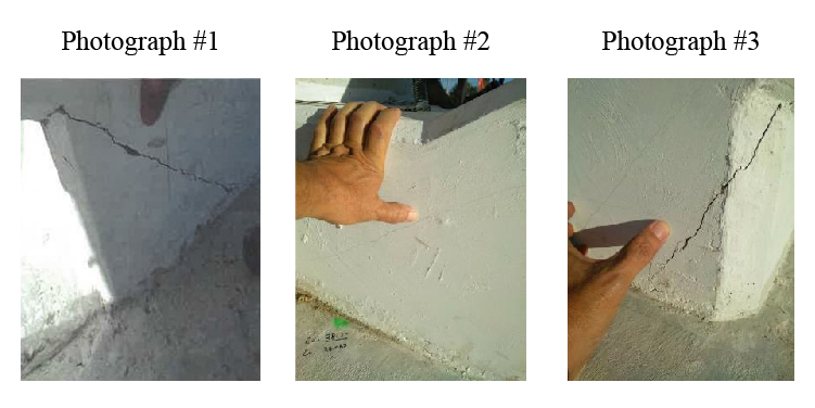 Figure 4. Photographic documentation of the crack in the region of bridge diagonal 11. 