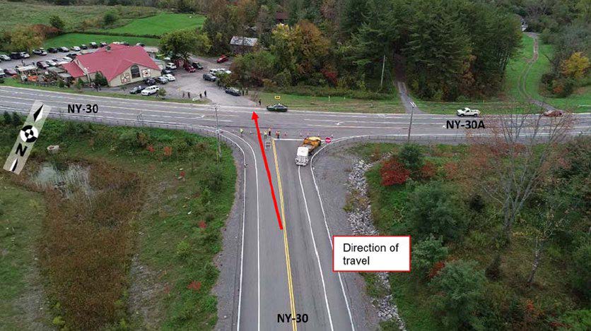 Photo of the crash location south of intersection of NY-30 and NY-30A.