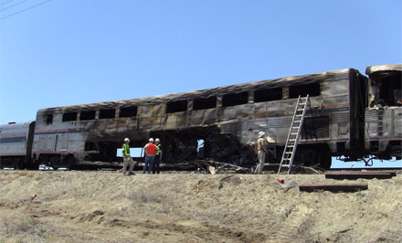 NTSB officials at the accident site, Miriam, Nevada