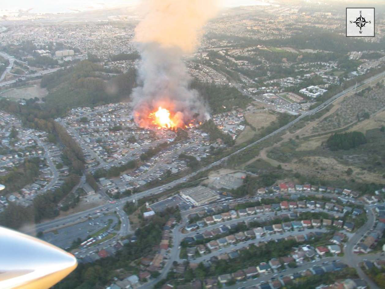 Aerial view of fire.