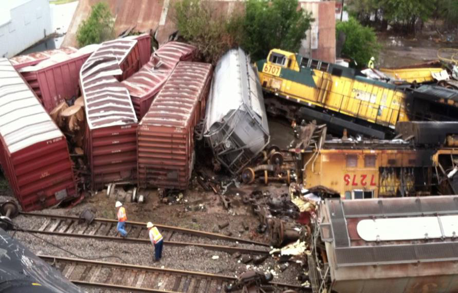 Train wreckage.