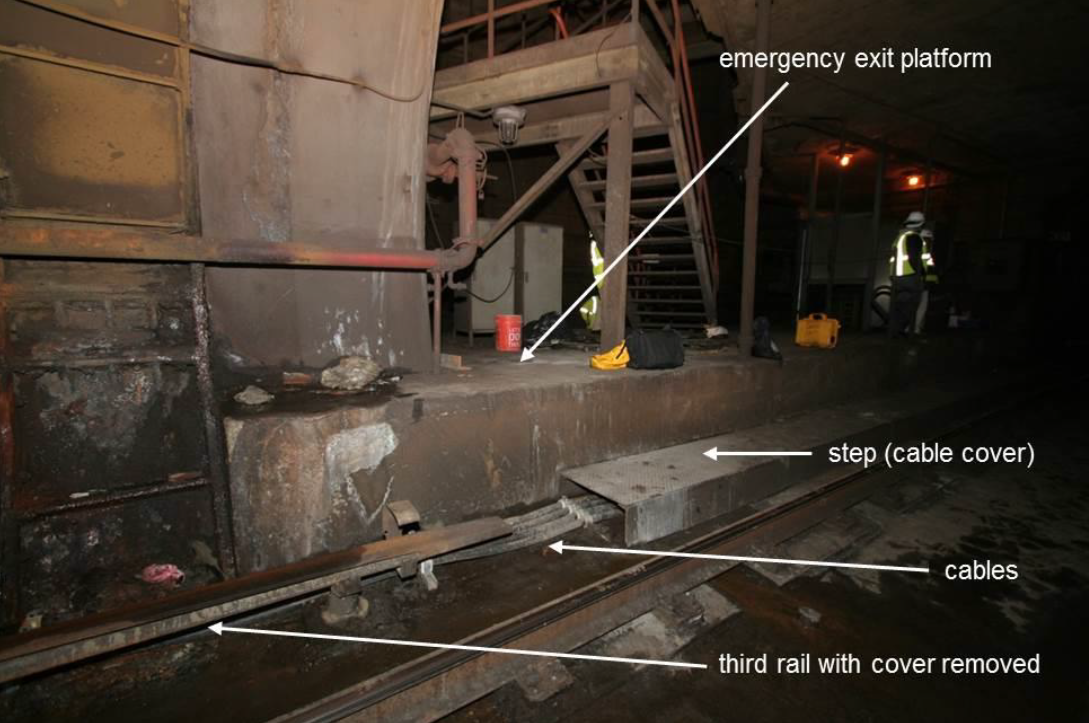 Emergency exit at FL-1 next to track 2 in Yellow Line tunnel south of L’Enfant Plaza.