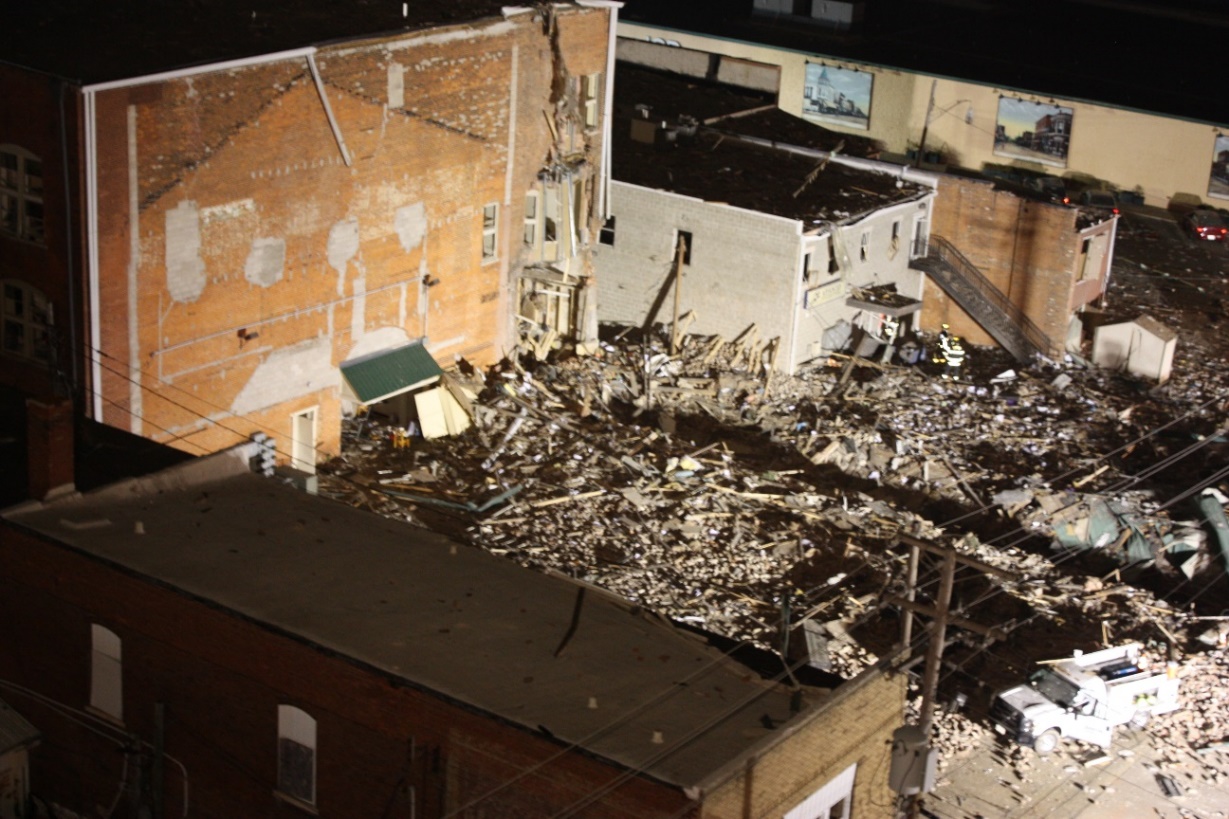 Photograph of the accident site and debris from the Opera House Annex.