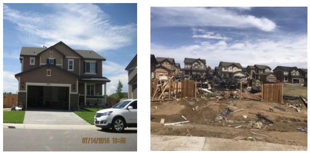  Photograph of the residence before and after the accident. Photograph on the left was  provided by Weld County, photograph on t