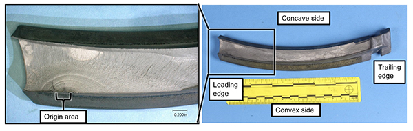 Fracture surface with fatigue indications