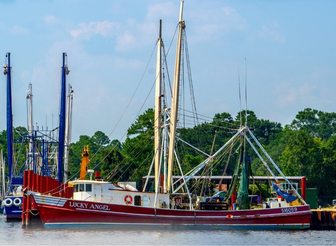 Photo of the Lucky Angel pierside at Bayou La Batre, Alabama, before the accident.