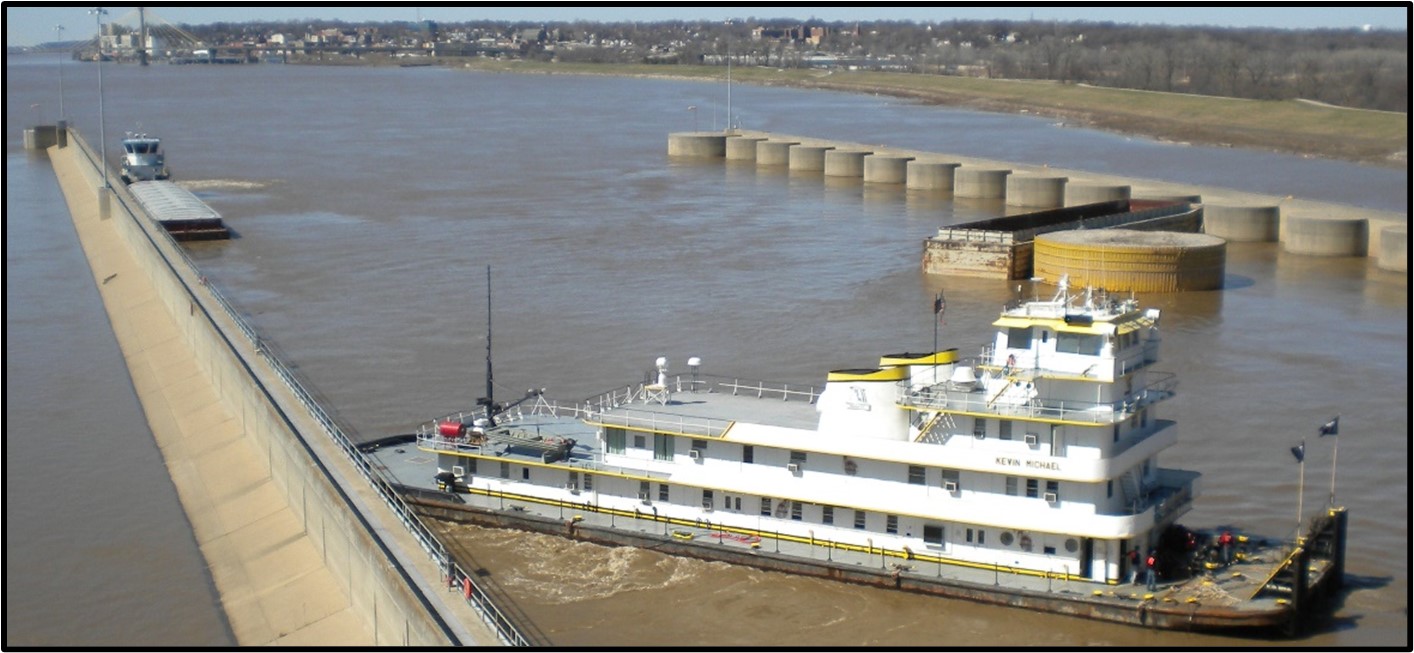 (Kevin Michael under way at the Melvin Price Locks and Dam after the casualty. 