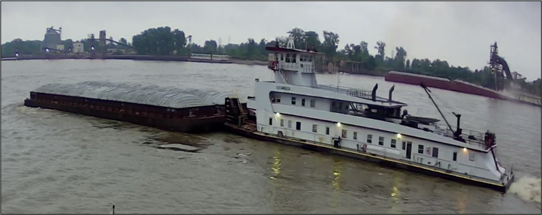 Photo of towing vessel Mary Lynn at 0652 on May 12, about 1 minute before a fire broke out aboard the vessel.