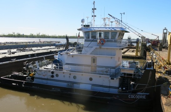 Cocodrie moored after striking the walkway on March 19, 2024. 