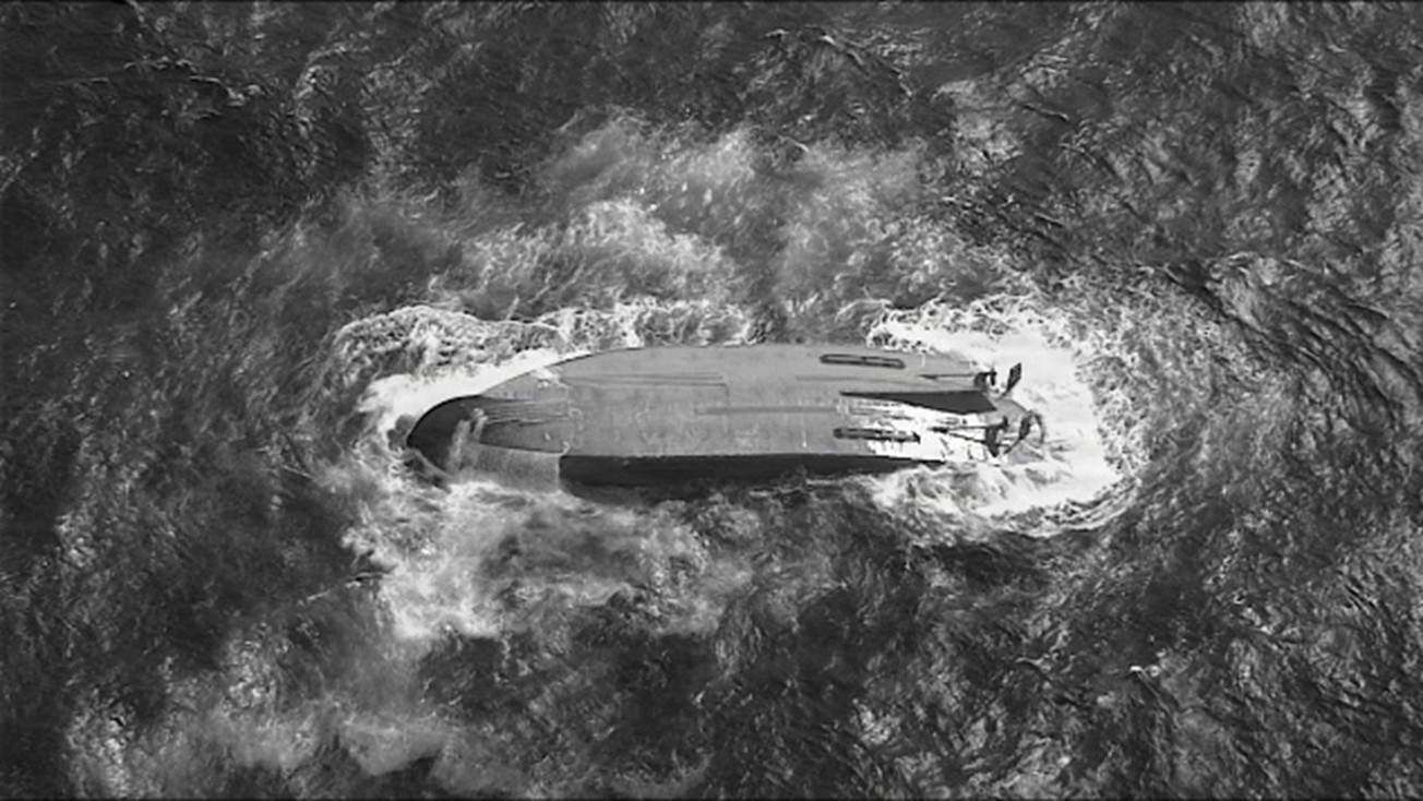 ​The overturned Mariana on April 18.