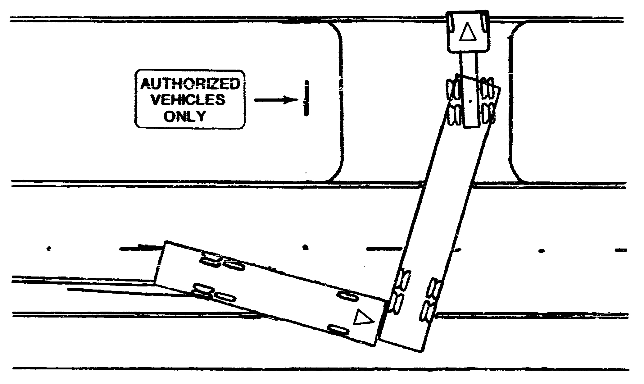 Estimated positions of Trailways and RFT vehicles at point of impact.