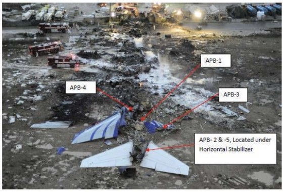  PhotogPhotograph showing where five sections of the APB were found at the accident site