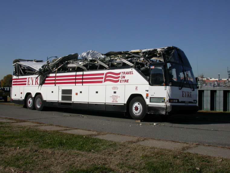 Postaccident view of the accident motorcoach.