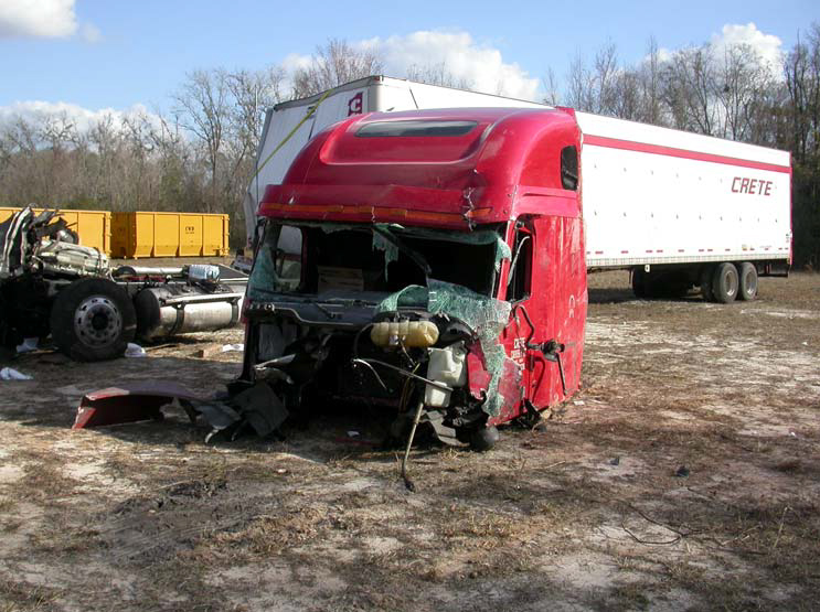 Cab portion of accident tractor.