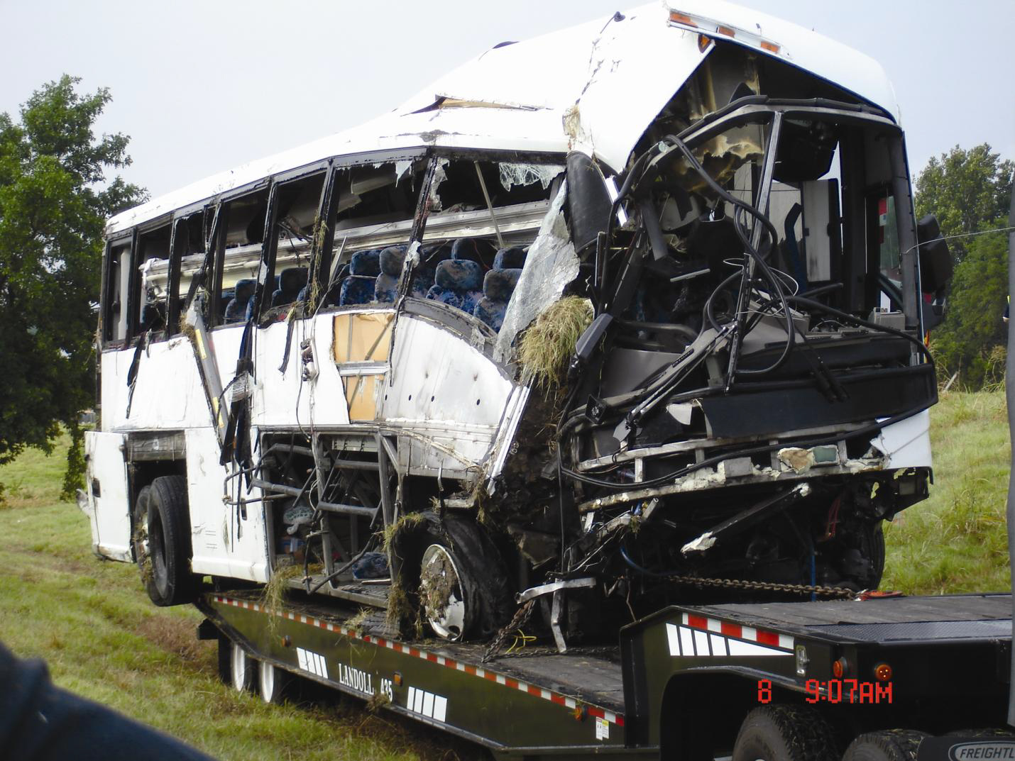 Postaccident view of the accident motorcoach.