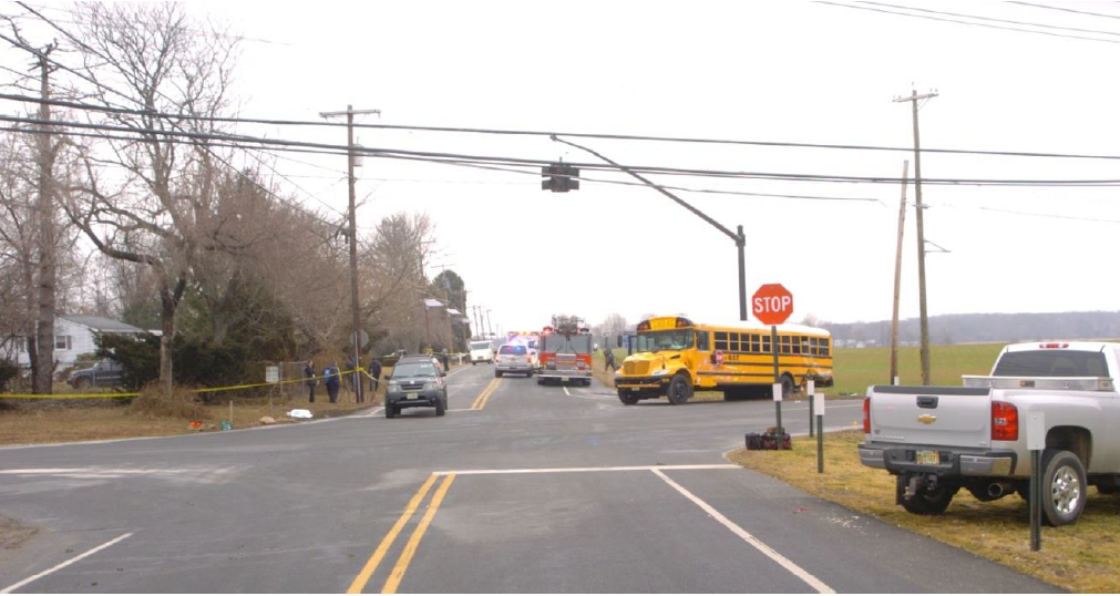 School bus at BCR 528–660 intersection on February 16, 2012.