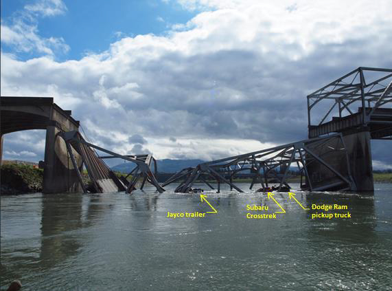 Photo of bridge span 8 in the Skagit River.