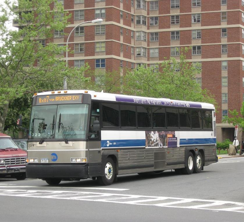 Photo of exemplar transit bus of same make and model as one that fatally struck pedestrian.
