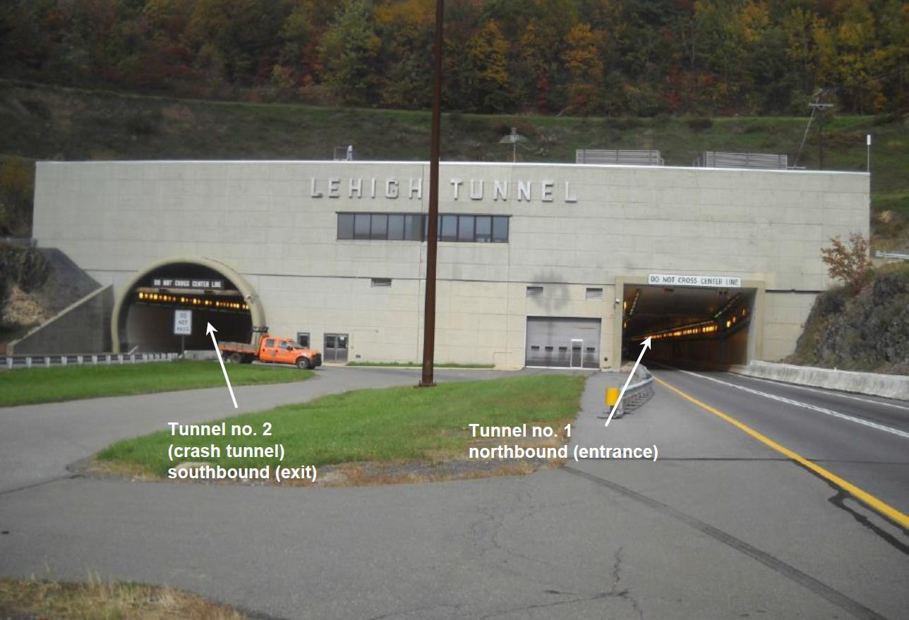 North- and southbound portals of the Lehigh Tunnel.