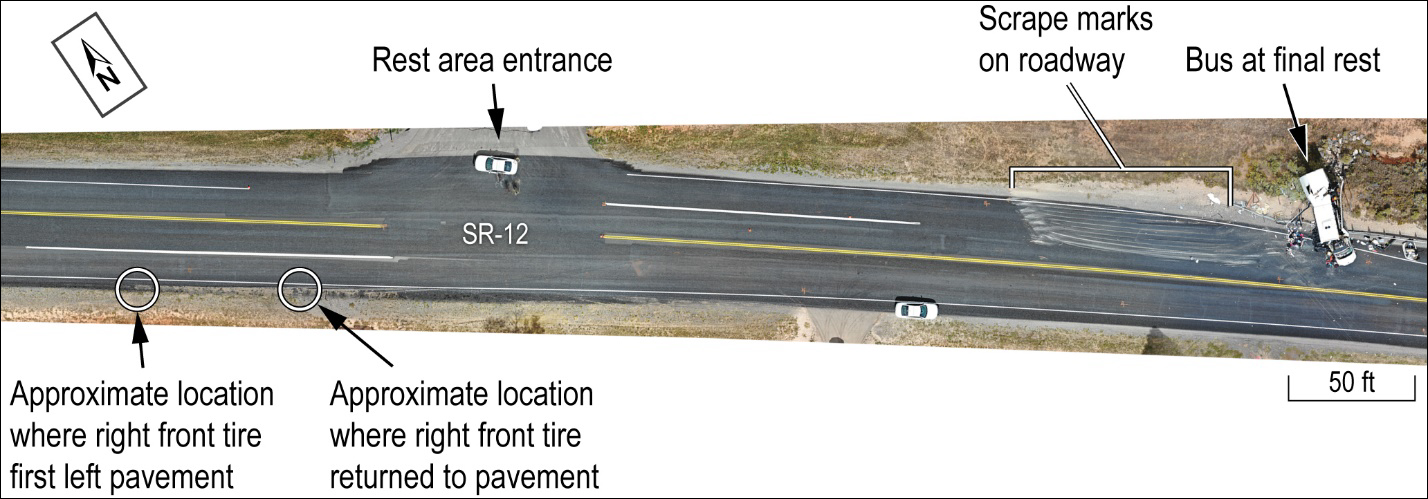 Orthomosaic aerial image of crash scene on SR-12.