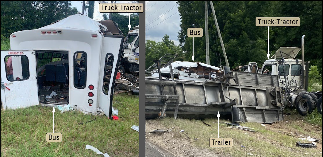 The two vehicles postcrash at the scene of the collision.