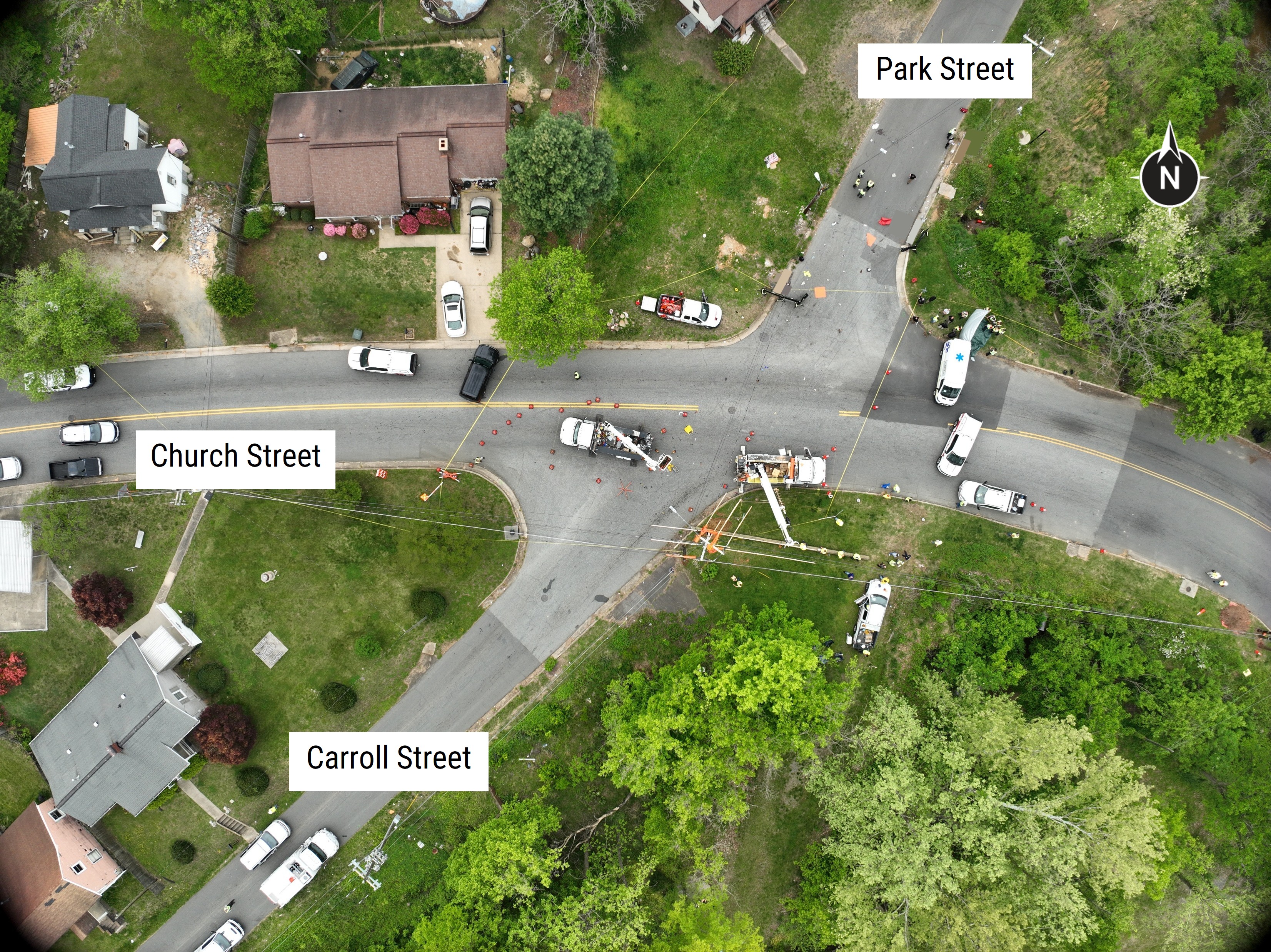 Overhead view of crash scene. 