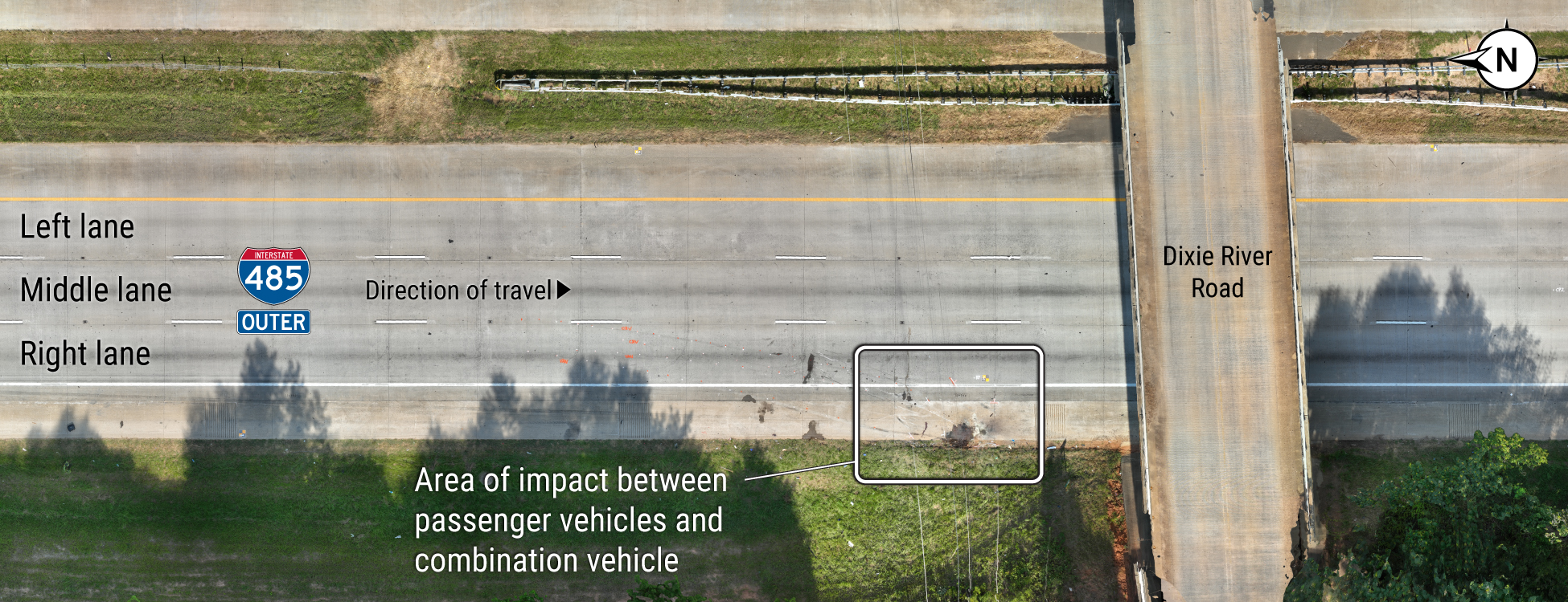 Orthomosaic aerial image of the crash location. 