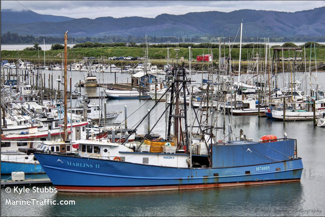 Fishing vessel Marlins II at the dock before the fire.