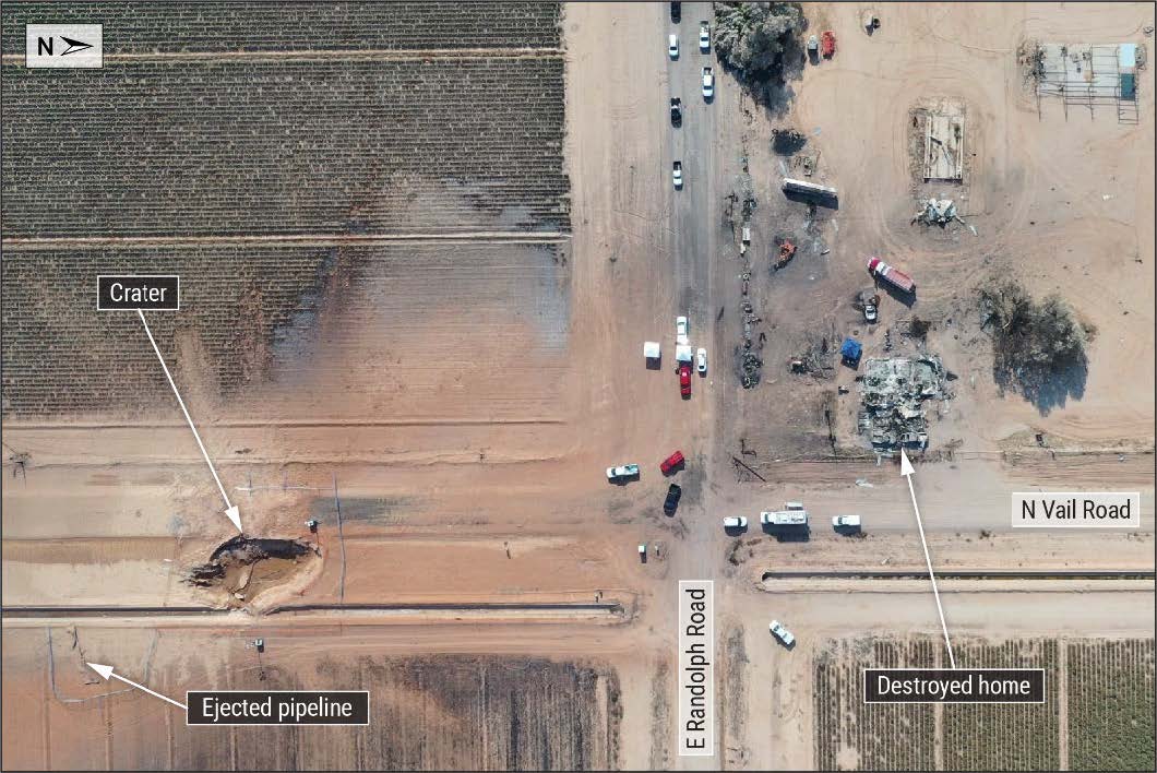Aerial image of accident scene following the explosion.