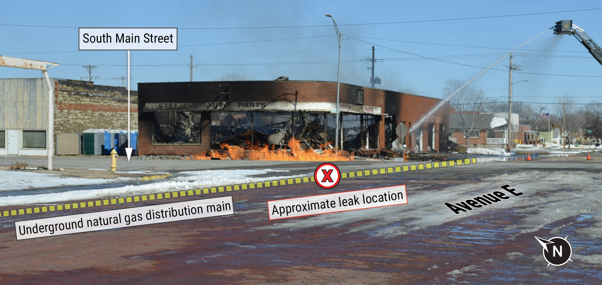 Commercial building after the natural gas leak and explosion.