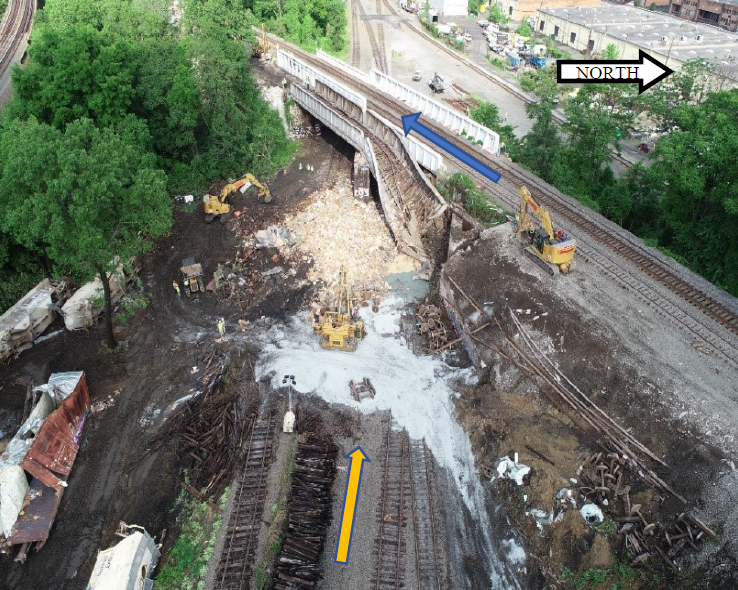 The damaged bridge.