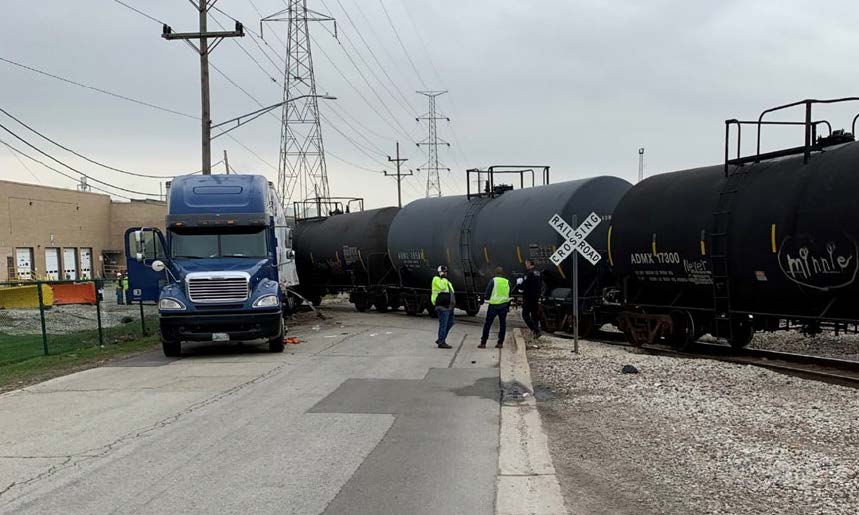 Photo of the final resting position of combination vehicle and the train.