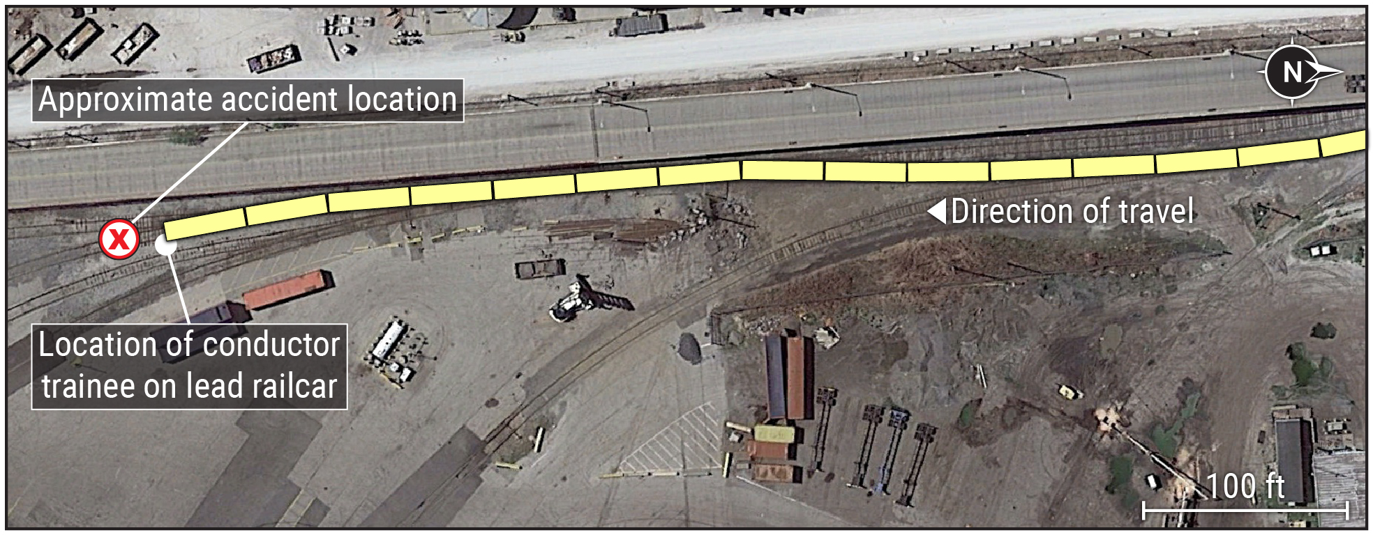 Figure 1. Illustrated aerial view of accident scene. (Source: Google Earth.)