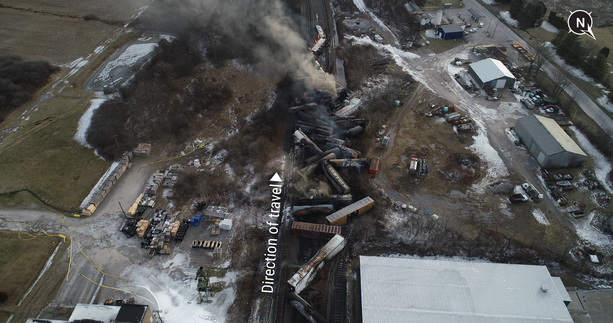 Aerial photograph of derailment site.
