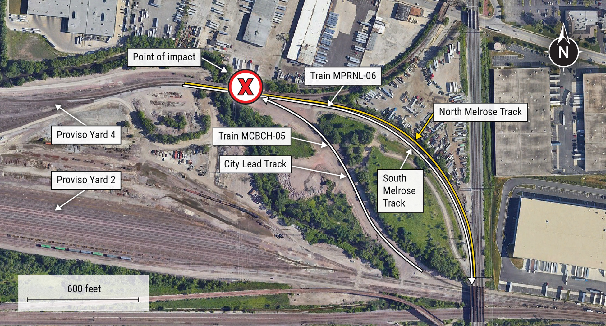 Overhead view of accident scene.