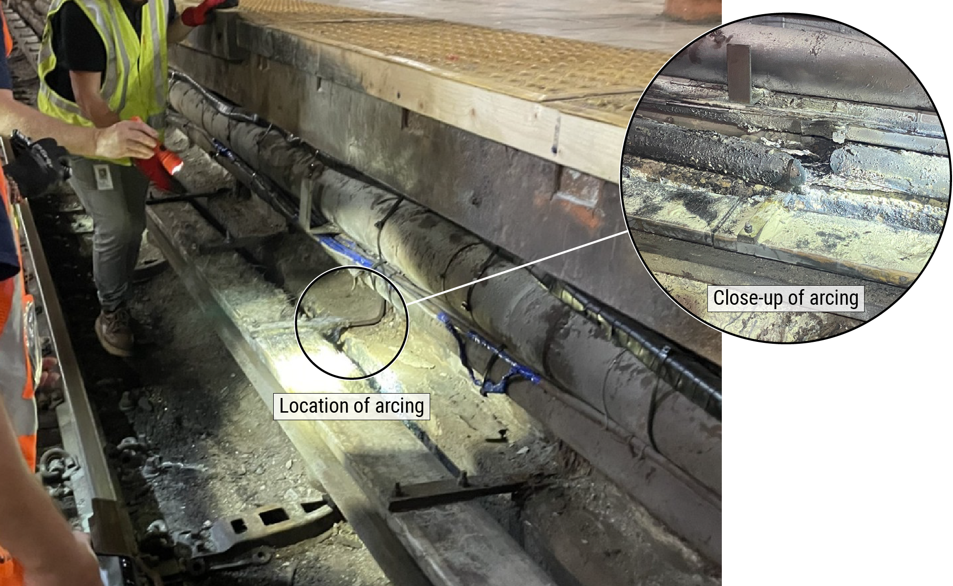  Location of the arcing incident. 
