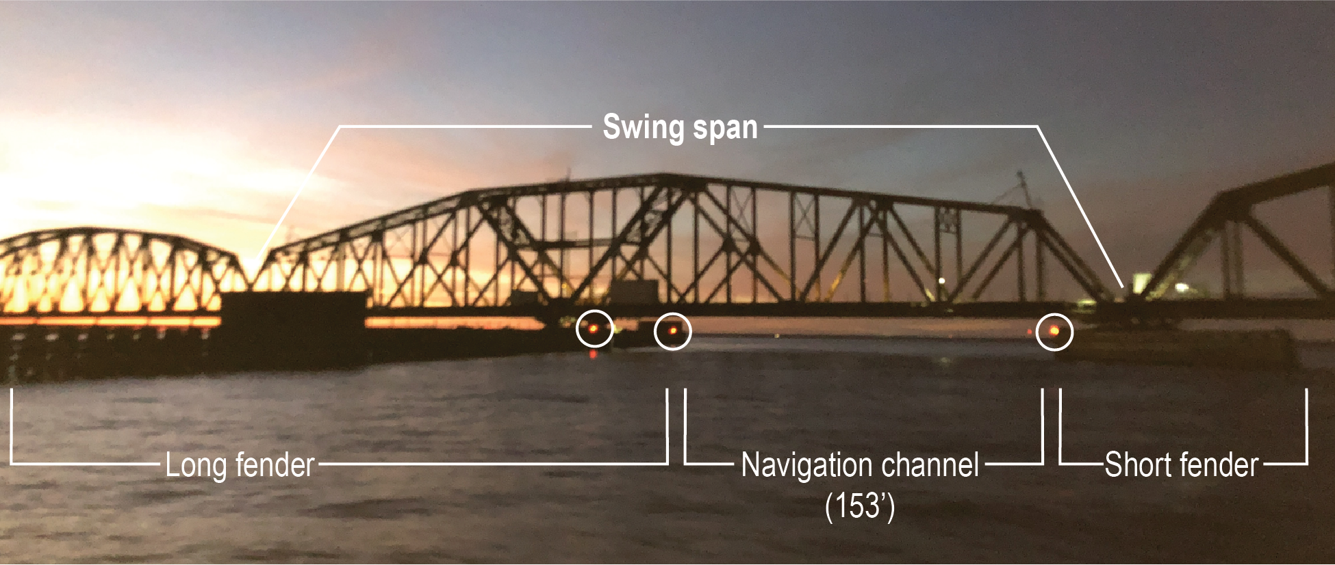 ​​The Rigolets Bridge is pictured in the closed position on Jan. 29, 2021.