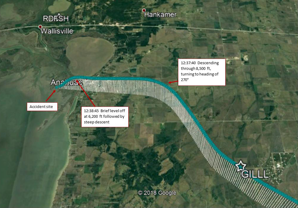 Graphic depicting of the descent of Atlas Air flight 3591 before final impact on Feb. 23, 2019.