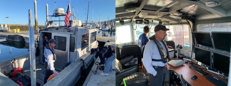 Photo of NTSB onboard NOAA S3006 survey boat.