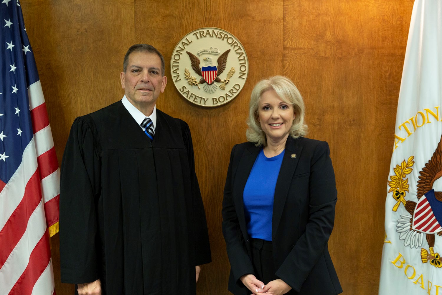 Judge Woody with NTSB Chair Homendy at his swearing in